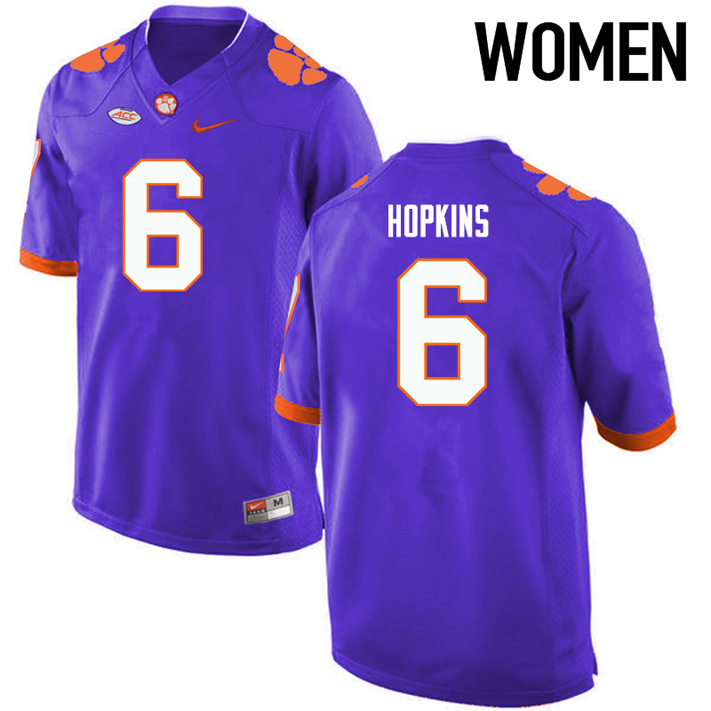 Women Clemson Tigers #6 DeAndre Hopkins College Football Jerseys-Purple - Click Image to Close